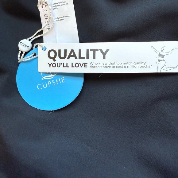 NWT Cupshe Blue Tropical Floral & Black Halter Top One Piece Swimsuit Size M - Picture 11 of 13